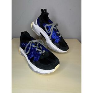 P448 Women's Shimmer‎ Round Toe Lace Up Sneaker Shoes Blue Black Size 7
